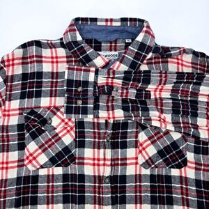 Tallwoods Men's Red Black Plaid Cotton Flannel Button Down Shirt XL